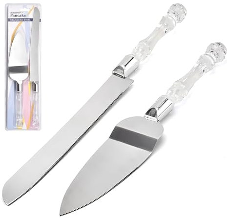 LHLZNB 2 Pieces Crystal Grip Cake Slice and Pie Server Set, Cake Cutter，Wedding Cake Knife and Server Set Gifts for Wedding Gathering, Anniversary, Engagement, Birthday Party