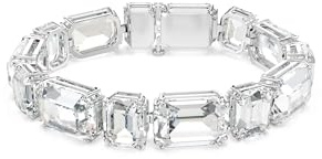 Swarovski Millenia Armband, Rhodiniertes Damenarmband mit Klaren Kristallen im Oktagon-Schliff, Mit W-Hakenverschluss, Armbandlänge: 16-18.2 cm, Armbandbreite: 1 cm