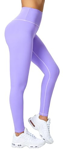 Enjoyoga Leggings Damen High Waist [mit Innentasche] -Blickdicht Sporthose Laufhose für Sport Yoga Gym -16(S-M, Lila)