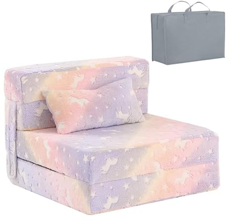 YOTATING Glow in The Dark Modular Play Couch, Purple Pink Horse Lounge Sofa, Foldable Foam Furniture & Activity Mat