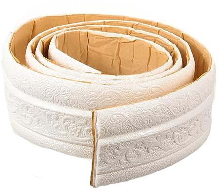 DOITOOL Tira De Calafateo Autoadhesiva Ribete Para Azulejos Borde De Papel Tapiz Adhesivo Borde Adhesivo De La Pared Tira De Masilla Zócalo Para Azulejos Cinta De Calafateo Espuma