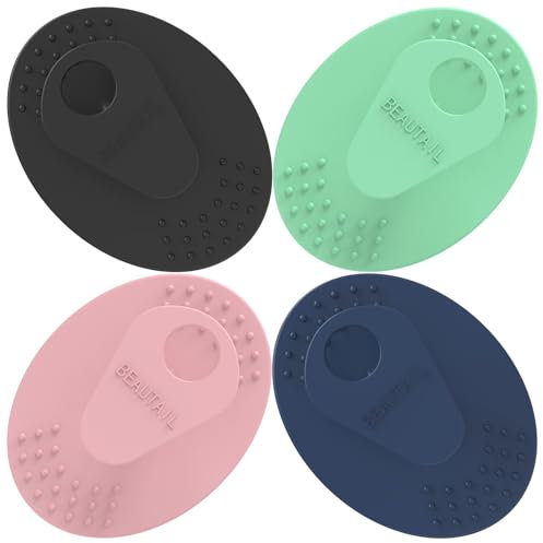 Face Scrubber 4 Pack, BEAUTAIL Silicone Manual Facial Cleansing Brush for Men Women, Gentle Face Scrubber Exfoliator, Skin Care Exfoliating Face Brush, Black+Green+Pink+Darkblue