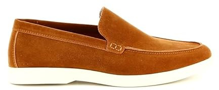 UOMO DESIGN - Mocassin Slip-on Homme Élégante Souple et Confortable en Suédine et Cuir Vegan - Laurent (2 Camel, 44)