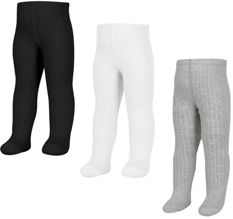 Zzxlw Lot de 3 paires de collants antidérapants pour bébé fille - En coton tricoté - Confortables - Noir - Blanc - Gris - Rose - Pour nouveau-né et garçon - 6-24 mois, Multicolore 2., 18-24 mois