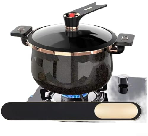 Vidonergy Pentola da zuppa in ghisa smaltata da 7 l, con coperchio in vetro, pentola per stufato di grande capacità, rilascio della pressione e sistema di bloccaggio per uso a induzione a gas