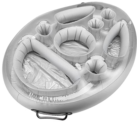 Taidda Plateau de Piscine Flottant pour Fête à la Piscine, Porte-Boissons Gonflable en PVC avec Une Grande stabilité pour Boissons, Fruits, Collations, 27,6 X 19,7 X 3,9 Pouces (Silver)