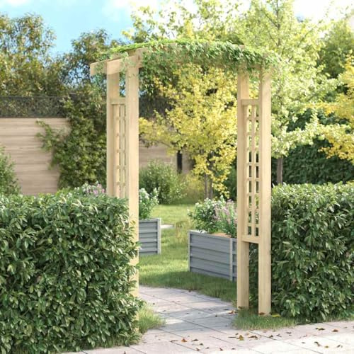 Mangloder Arco de jardín de pino 150 x 60 x 210 cm verde impregnado para rosas, clemátides e hiedra, pérgola con arco para jardín, terraza, balcón