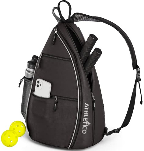 Athletico Sling Bag - Crossbody Backpack for Pickleball, Tennis, Racketball, and Travel for Men and Women (Black)