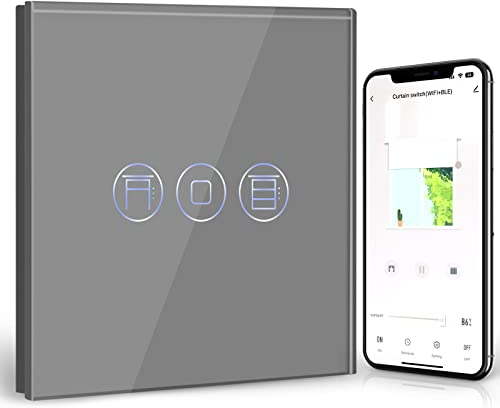 BSEED WiFi Smart Rolladenschalter, Fernbedienung und Timer-Funktion mit Smart Life/Tuya APP, arbeitet mit Alexa Echo und Google Home, WiFi Jalousieschalter mit Touch Panel Grau