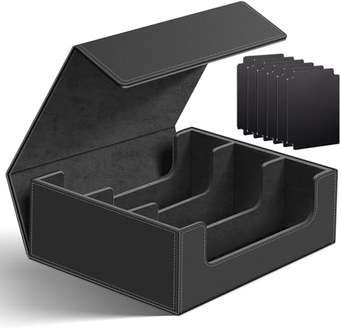 Homthy 1800+ Card Deck Case for Trading Cards, Leather Magnetic Closure Commander Card Storage Box Magic Card Protectors Fit for MTG TCG and Sport Cards