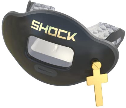Shock Doctor Football Lip Guard Mouthpiece with Strap – Breathable, Wide Opening – Adult & Youth OSFA