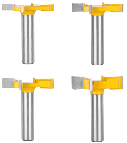 4 Stück 4 Klinge T Nut Fräser für Oberfräse, Planfräser für Oberfräse Schaft, Schaft Bodenreinigung Reinigung Fräser Set, CNC Oberfräse Holzfräser, Oberfläche Schaftfräser für Holz, Holzbearbeitung
