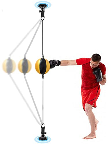 Boxing Punching Ball Double End Speed Bag Hanging Aufblasbare Boxsäcke für Schlafzimmer Türrahmen & Indoor Gym Boxsack (Gold)