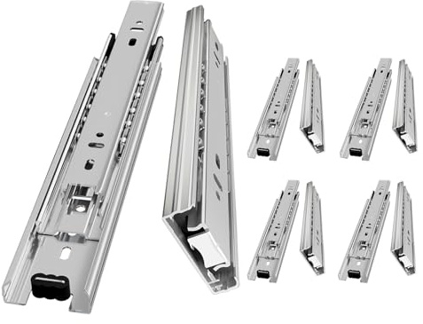 AOLISHENG Guide Per Cassetti Estrazione Totale 200 mm Montaggio Laterale Binari Cassetti Scorrevoli Portata Massima 45 kg Guida Binario Cassetto Per Cucina e Ufficio Argento 5 Paio(10 Pezzi)