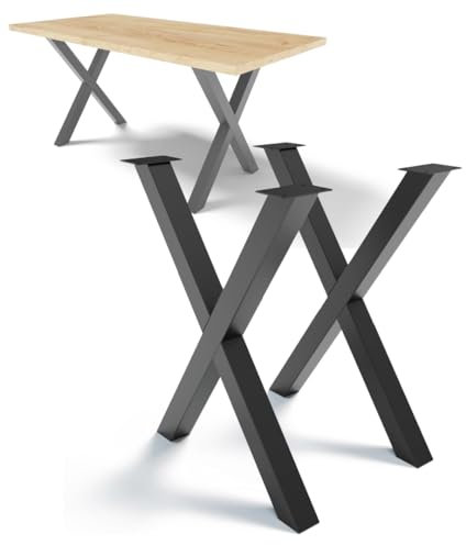 NWELD Tischfüsse Tischbeine Metall Schwarz - 2 Stück Tischfüße Tischgestell Metall 12 x 60 x 72 cm Tischkufen DIY - Tischbein Set - Tischfuß Loft, Industriestil für Couchtisch, Esstisch, Schreibtisch