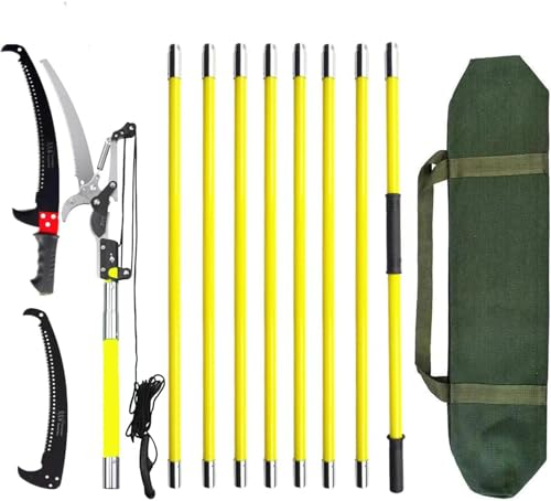 30 ft/9 m Telescopic Pruning Saws, Durability Upgraded Salto Manual Branches Pole Saw Trimmer, Altura ajustable, 2,24 m - 9,14 m, Herramientas de jardín para trabajar con Pruning, con cuchillas y