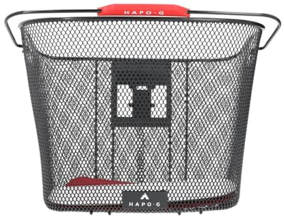 Hapo-G - Panier Vélo Avant en Acier Noir - Fixation DMTS Universelle - 19L - Compatible Vélo Électrique