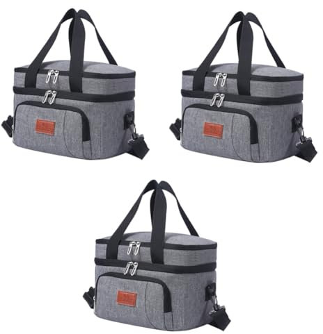 ULTECHNOVO 3 STK Isoliertaschen Kühltasche für das Mittagessen Multifunktionale Isolationstasche isolierte lunchtasche warmhaltebehälter Warmhaltebeutel Premium Isoliertasche Stoff Grey