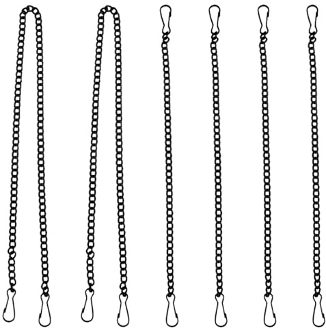 VILLCASE 6 cadenas de metal para colgar, 25 cm y 50 cm, cadenas de hierro con ganchos, cadena negra para colgar flores, jardín, decoración del hogar, carteles, carteles, pancartas