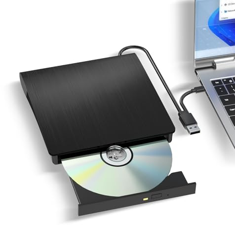 Portable External CD/DVD Drive for Laptop, Plug & Play 5Gbps USB CD Drive