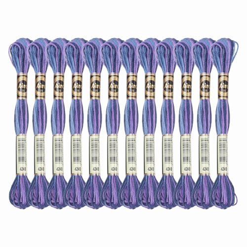 PATIKIL 12 Madejas De Hilo De Bordar, Hilo De Bordar De Poliéster Para Pulseras De Hilo Para Bordado A Mano Y Punto De Cruz, Morado Oscuro