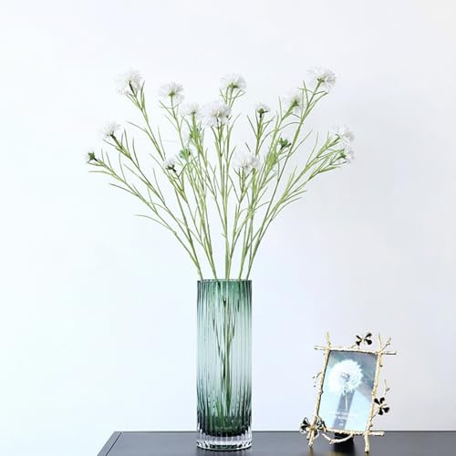 Konstgjorda växter, 4 stycken, 70 cm långa vita kornblomstjälkar (Chrysantheme, Centaurea, Cyanus), vilda blommor, buketter av sidenkorn, konstgjorda K