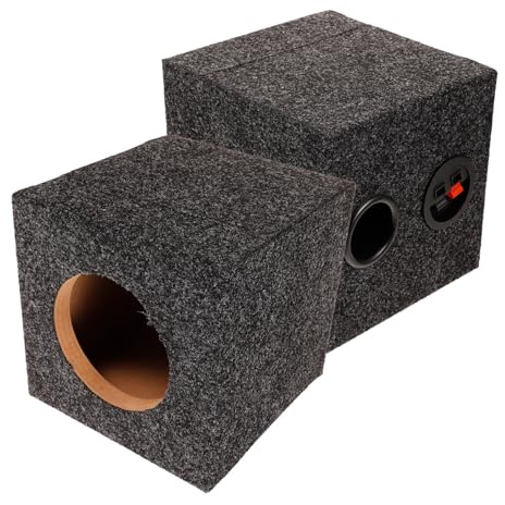 CIYODO Caisson de Basses Scellé 4 Pouces en Bois Revêtement Moquette, Paire D'enceintes de Voiture pour Rénovation Système Audio, Caisson Subwoofer Bass-Reflex pour Usage Automobile