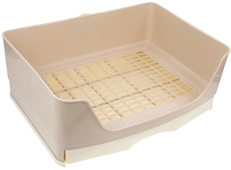RORPOIR Boîte à Toilettes pour Lapin Tiroir Style Angle Grosse Capacité Portable en Plastique Beige pour Cochons d'Inde et Lapins Adultes