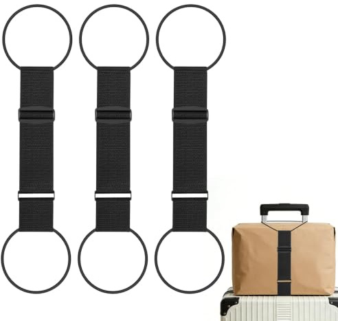 3 Piezas Correas Elásticas para Equipaje, Correa Maleta Ajustable, Cinta para Maletas de Viaje, Correa Elástica para Maleta, Cinta Maleta Seguridad para Asegurar Bolsas, Mano Viajes y Mochilas