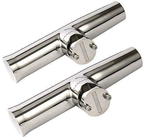 FreeTec Morsetto in acciaio inossidabile per torce su supporto per canne da pesca per asta porta rotaie 2 pezzi da 7/8 a 1