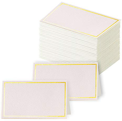 Toncoo 100Pcs Premium Place Cards, Small Table Cards with Gold Foil Border, Escort Cards, Name Cards, Wedding Place Cards for Wedding, Table, Dinner Parties, Seating Cards, 2 x 3.5
