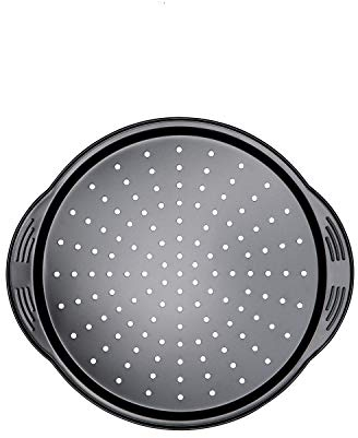 Prestige Non Stick Pizza Tray 12 inch - Aerolift Pizza Pan, Durable Carbon Steel with Extra Large Handles & Cushion Base, Pizza Oven Tray, 31 x 31 x 2 cm