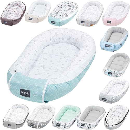 Bellochi Babynest Babynestchen Neugeborene - 90x60x12cm - 100% Baumwolle - Baby Kuschelnest - Fresh