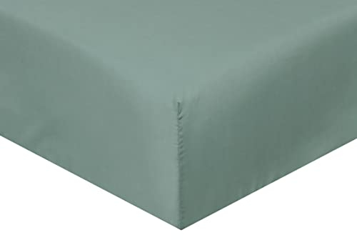 Sleepdown Extra Deep Fitted Sheet 32cm Pocket Easy Care Non-Iron Super Soft Polycotton Bedsheet Bedding Bed Linen - Double - Sage Green