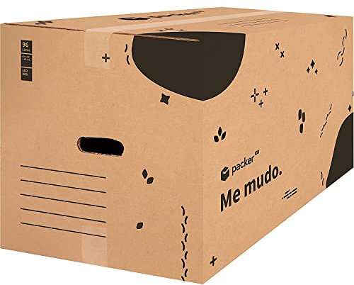 packer PRO Lot de 20 boîtes en carton pour déménagement et rangement ultra résistantes avec poignées, 60 x 40 x 40 cm