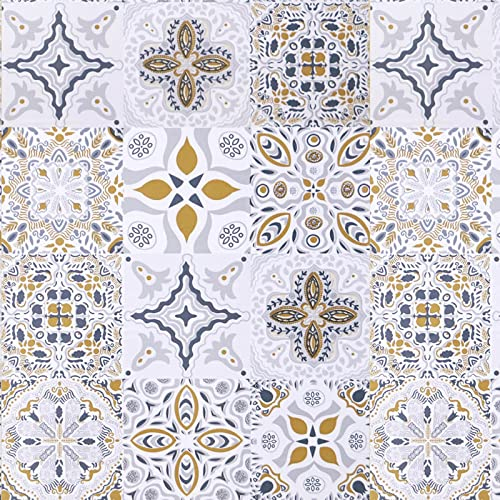 Timeet Selbstklebende Tapete Fliesenmuster Klebefolie Küche 44X1000CM Möbelfolie Selbstklebend Fliesenaufkleber Klassisch Stil Wasserfest Vinly Folie für Möbel Wand Schrank Schublade