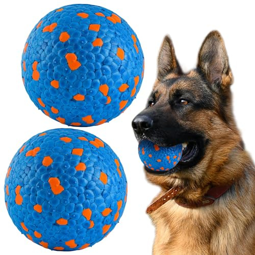 SUNNEKO 2Pcs Balle Chien, Balle Chien Indestructible, Balle pour Chien, Balle De Tennis pour Chien, Balle Tennis Chien, Jouet Interactif Chien, Balle pour Chien Indestructible - φ7 cm - Bleu