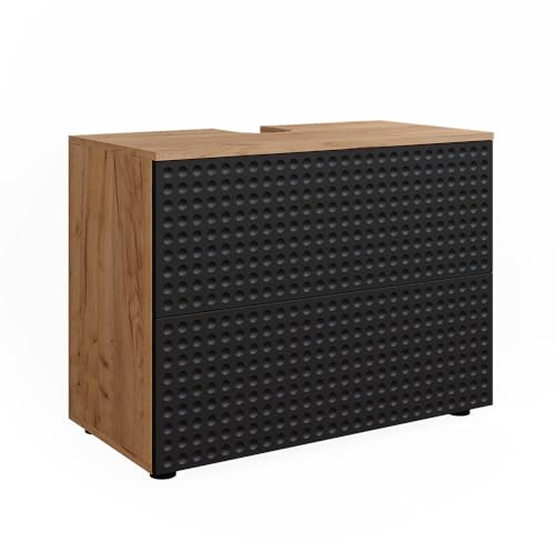 Vicco Waschbeckenunterschrank Irma, Goldkraft Eiche/Anthrazit, 80 cm mit 2 Schubladen