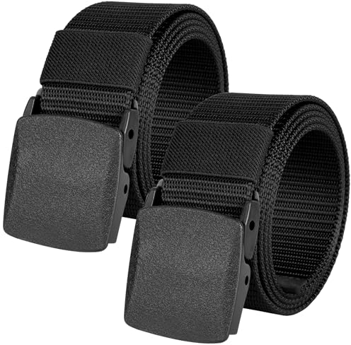flintronic Arbeitsgürtel Herren, Gürtel Nylon Canvas Belt, Taktischer Gürtel, Verstellbarer Nylon Stoffgürtel, mit Schnellverschluss/Keine Metallschnalle, Schneller Pass durch die Flughafensicherheit