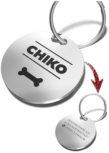 Hundemarke mit Gravur | Hundemarke personalisiert | Hundehalsband mit Namen | ⌀25mm | Edelstahl | Hundezubehör