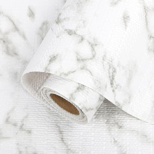 Arthome Tapis de Tiroir 43.5cmx300cm, Placard Etagere Non-adhésif, Imperméable à l'huile Antidérapant,Tapis Frigo en EVA Plastique Tapis Protection pour Cuisine Réfrigérateur (Marbre)