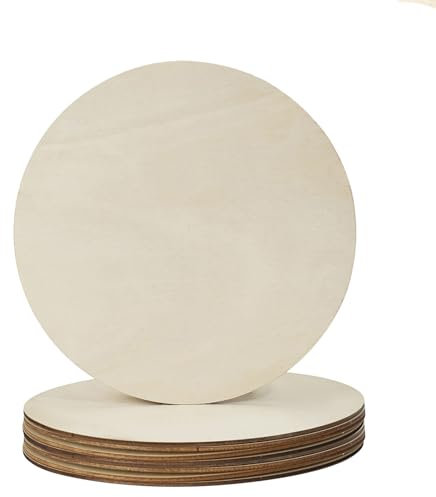 HERZONE Lot de 10 disques ronds en contreplaqué naturel de 20 cm de diamètre, 3 mm d'épaisseur pour dessous de verre, bricolage, centre de table, décoration de Noël, artisanat
