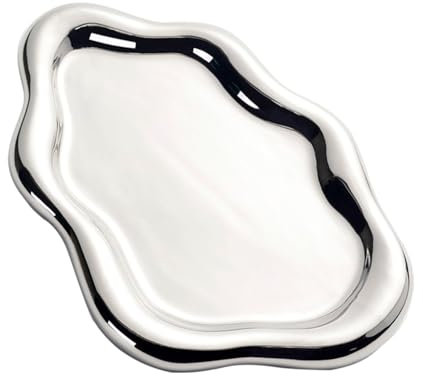 ARJDXDP Keramik Schmuckschale, Ringhalter, Deko Tablett, Schlüsselablage, Ohrringe, Halsketten Schmuckschale Silber Tablett Schminktisch Geburtstagsgeschenk für Frauen(Silber)