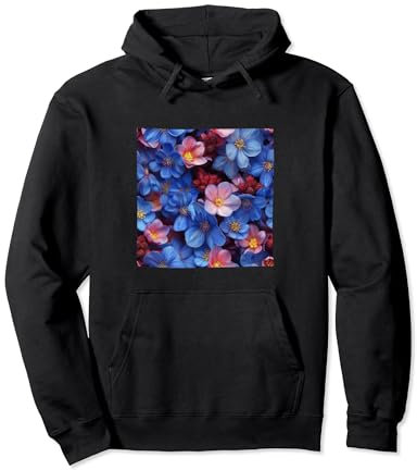 Bergenia Flower Pattern Graphic Pullover Hoodie