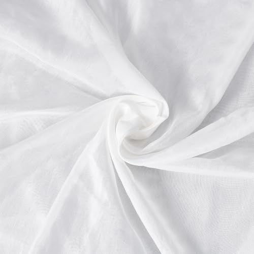 BENECREAT Tessuto in organza di seta da 1 m, larghezza 1,4 m, bianco puro, tessuto di organza di seta di gelso per abiti da sposa, moda, artigianato, decorazioni