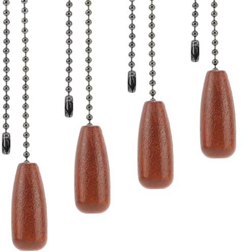 CRASPIRE 4 pz. Catena di Trazione per Ventilatore da Soffitto Lampada di Illuminazione Estensione Ciondolo in Legno di Noce Boho Regolabile Decorativo 12.6 Pollici Connettore di Estensione Perlina