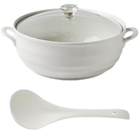Eleeonora Zuppa con Coperchio per Casseruola Ceramica,Zuppiera con Coperchio in Ceramica,Pentola da Cucina Pentola Smaltata,Superficie Liscia,Adatto A Lavastoviglie,Sterilizzatore