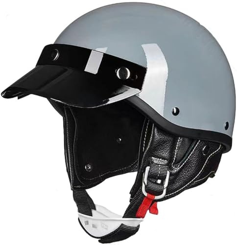 Casco A Mezza Faccia, Casco A Metà Shell,Caschi Da Moto Per Uomini Cappuccetto A Faccia Aperta Traspirante Fresco Leggero Per Moto Scooter Racing Street Incrociatore 4,L