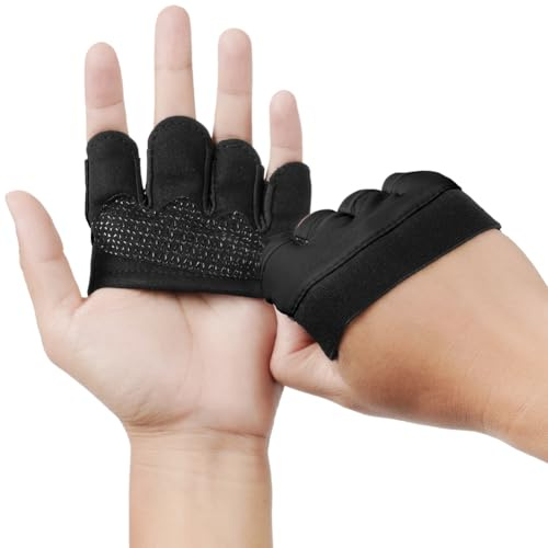 DiULi Fitness Gloves for Men & Women - Unique Four Finger Design, Lightweight Breathable Durable Material, All Around Palm Protection, Portable Easy Clean, for Sports Training Workout Cycling,Black