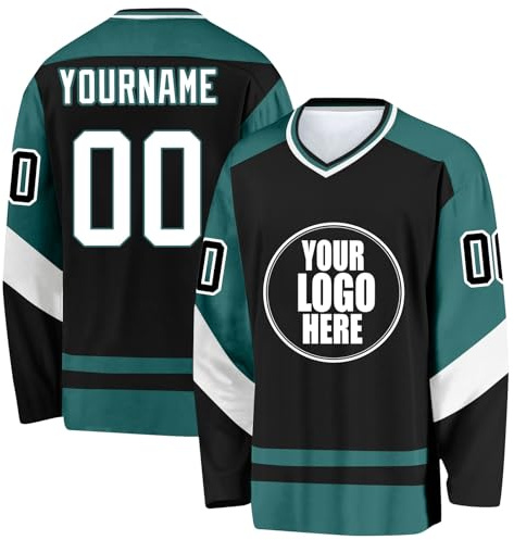 Maillot de Hockey personnalisé pour garçons - Manches Longues Style Sportif - Vêtement Familial - Personnalisation avec numéro, nom et équipe - Chandail pour Adolescents - Sweat personnalisé